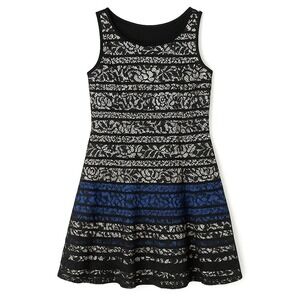 Metaphor Dress Womens 12 Blue Black White Fit Flare Sleeveless Zip Lined Bold